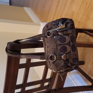 Coach Brown Soho Signature Double Zip Satchel Handbag